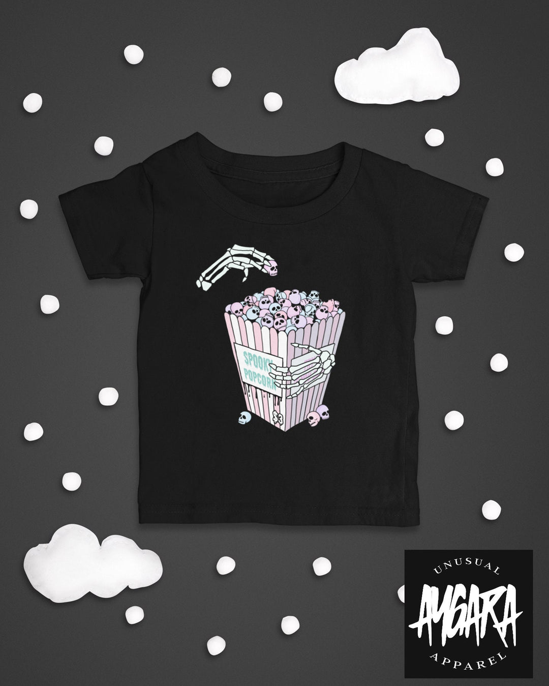 Baby-Youth "Spooky Popcorn" Black or White Onesie/T-Shirt