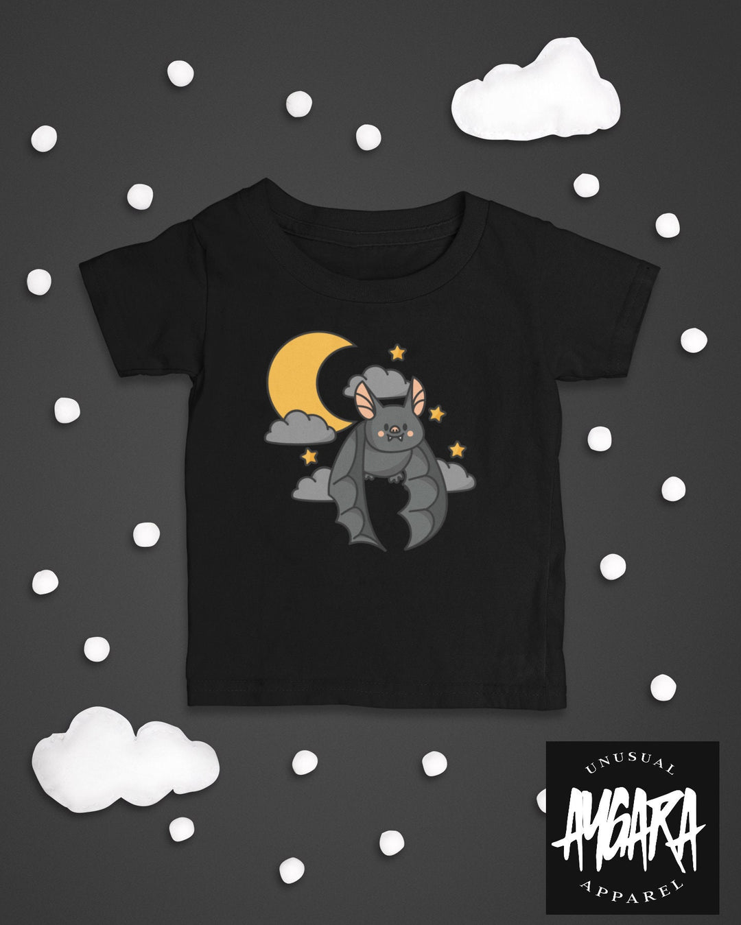 Baby-Youth "Bat in Night Sky" Black Onesie/T-Shirt
