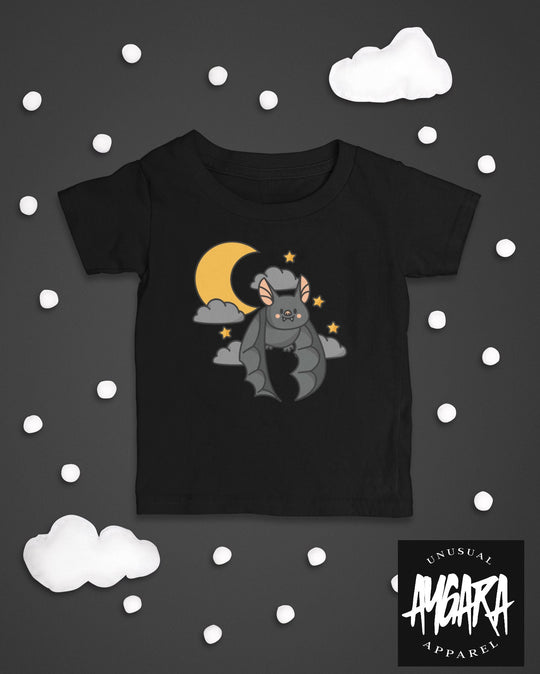 Baby-Youth "Bat in Night Sky" Black Onesie/T-Shirt