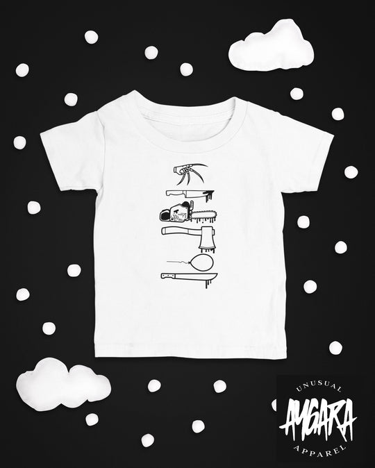 Baby-Youth Horror Weapons Onesie/T-Shirt in White or Black