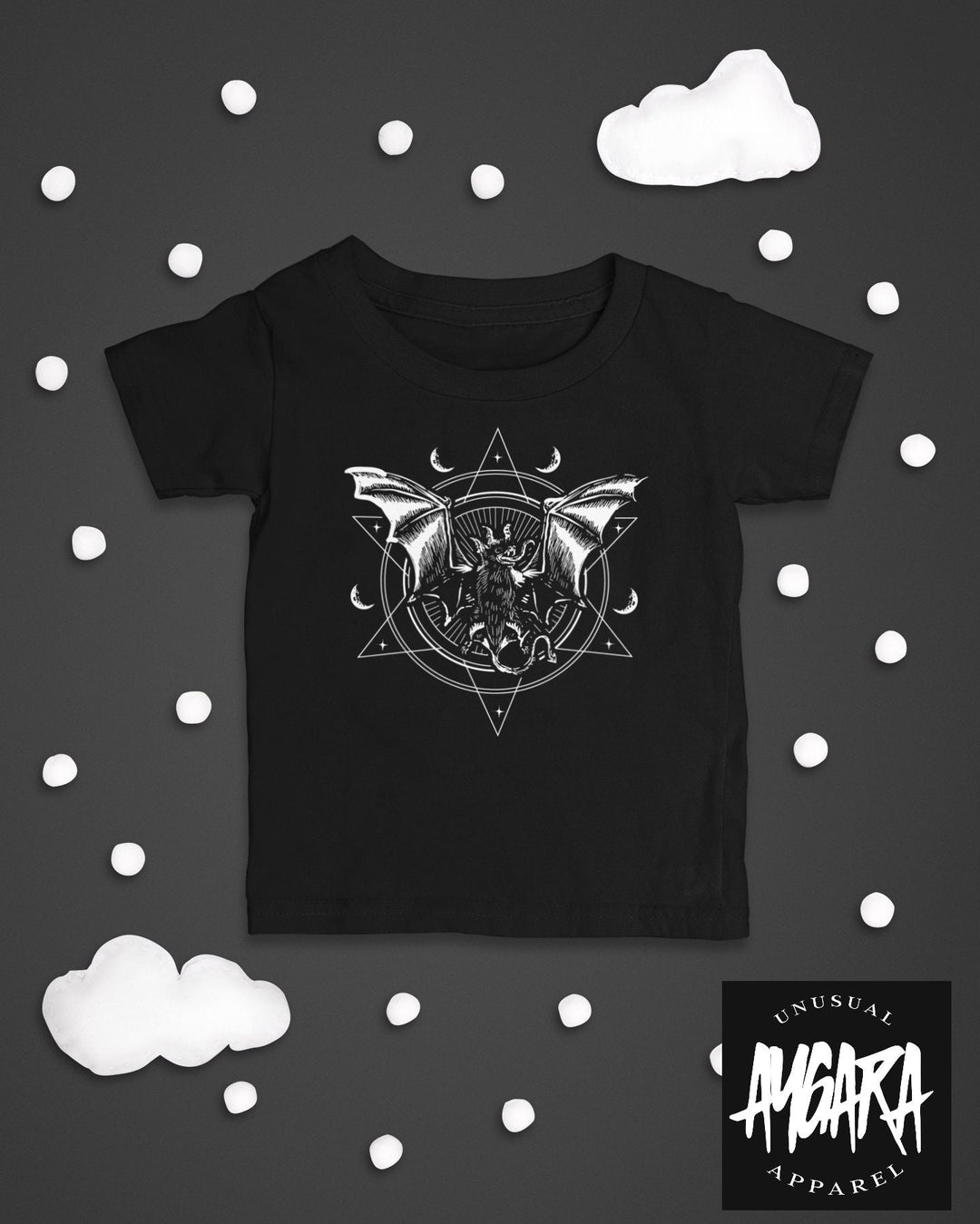 Baby-Youth Black "Occult Bat" Onesie/T-Shirt