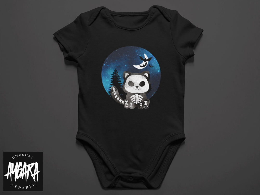 Baby-Youth Skele-Cat in Night Sky Onesie/T-Shirt