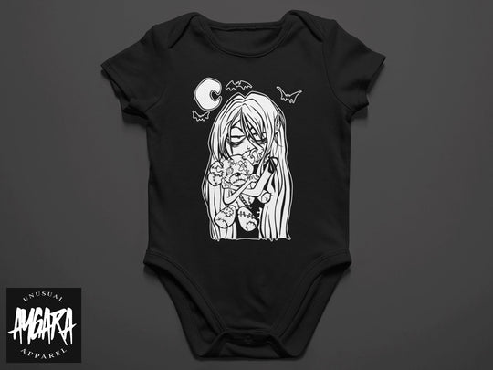 Baby-Youth Creepy Girl W/Bear Onesie/T-Shirt