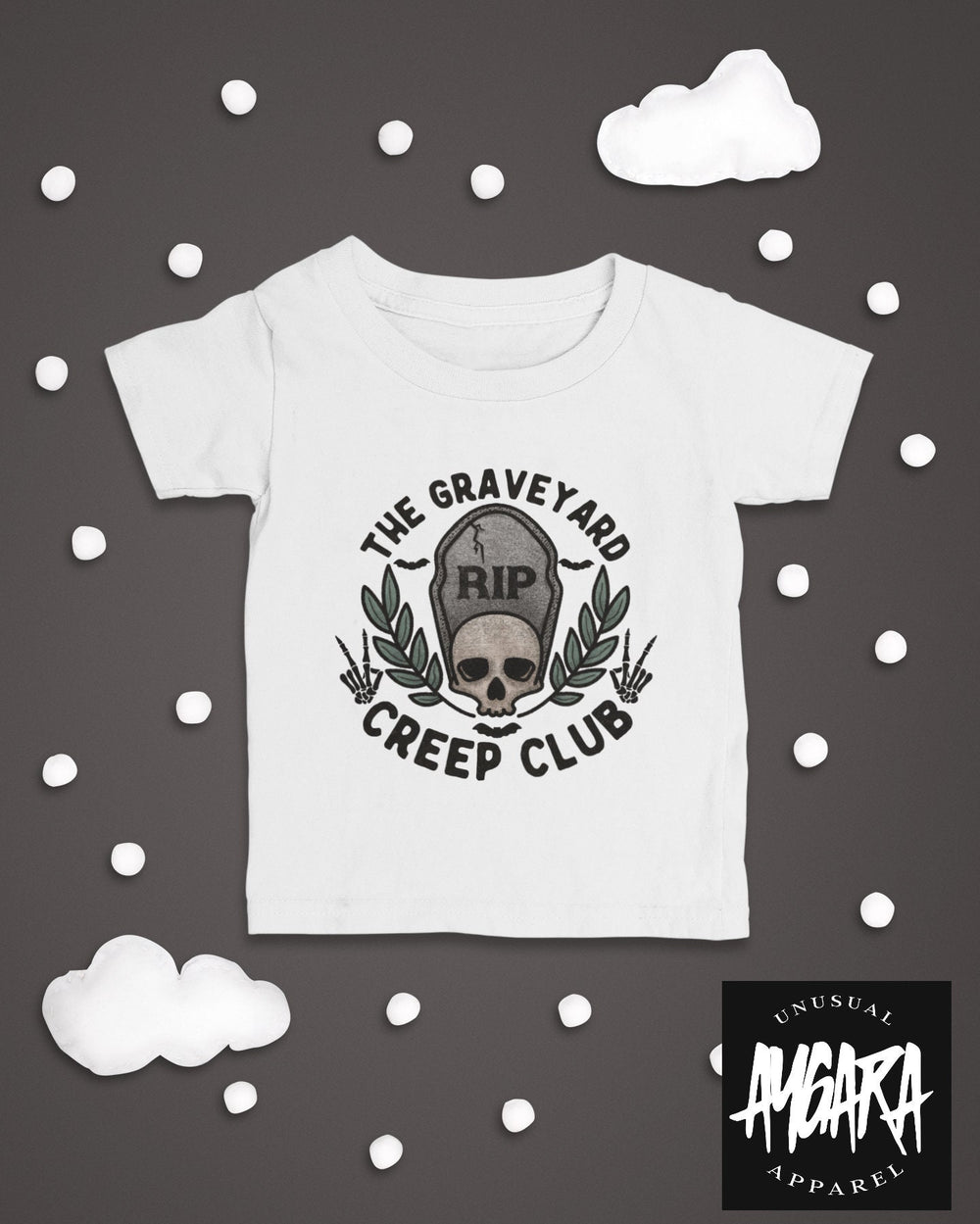 Baby-Youth White "Graveyard Creep Club" Onesie/T-Shirt