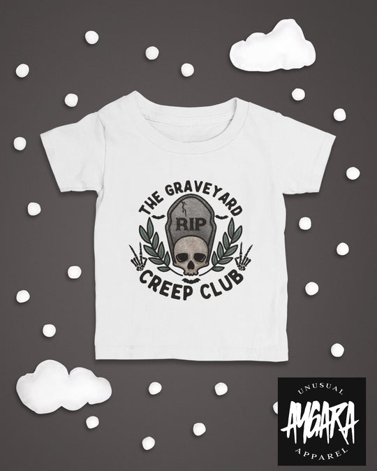 Baby-Youth White "Graveyard Creep Club" Onesie/T-Shirt