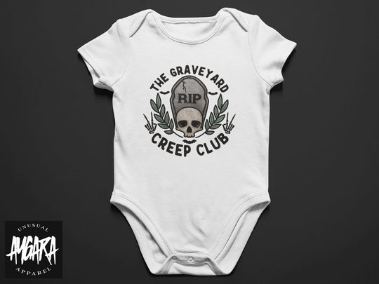 Baby-Youth White "Graveyard Creep Club" Onesie/T-Shirt