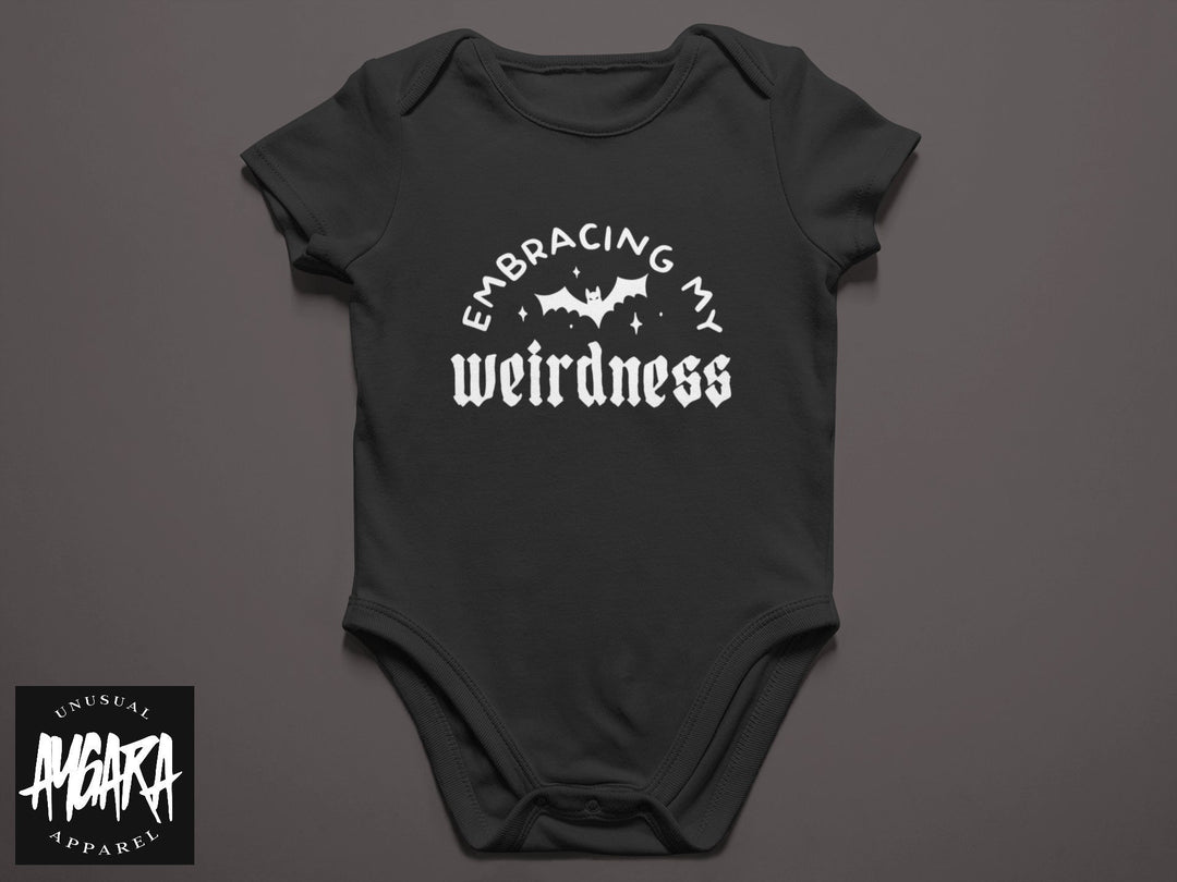 Baby-Youth Black "Embracing My Weirdness" Onesie/T-Shirt
