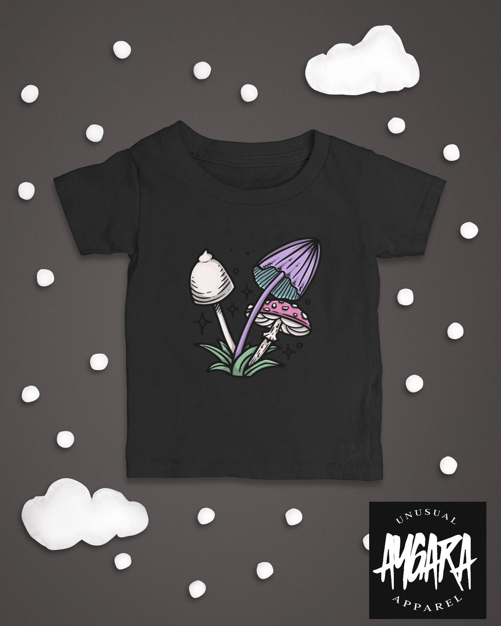 Baby-Youth Black 'Mushrooms' Onesie/T-Shirt
