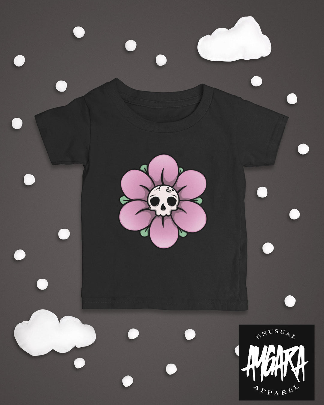 Baby-Youth Black "Skull Flower" Onesie/T-Shirt