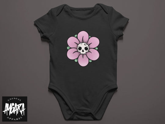 Baby-Youth Black "Skull Flower" Onesie/T-Shirt