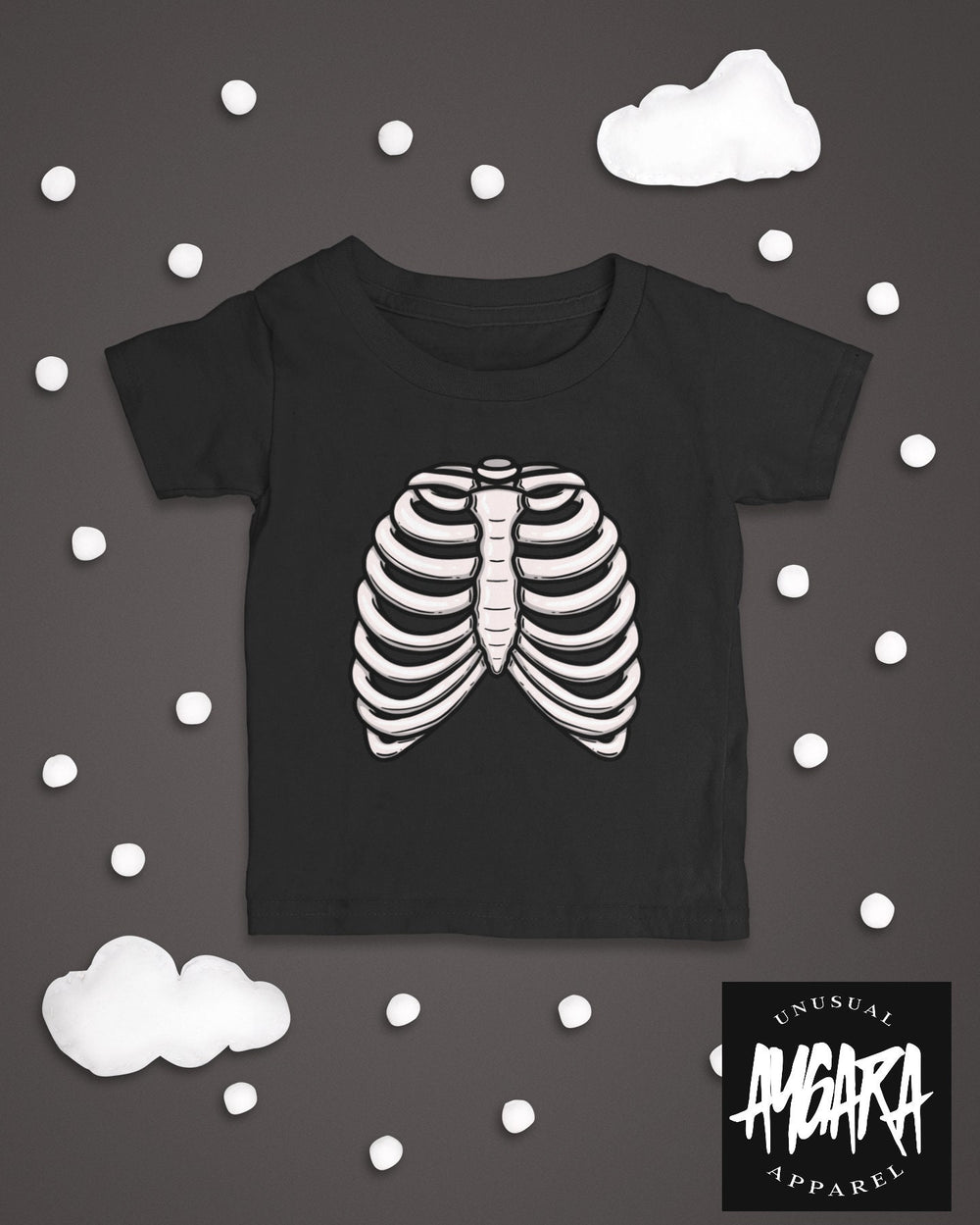 Baby-Youth Black 'Rib Cage' Onesie/T-Shirt