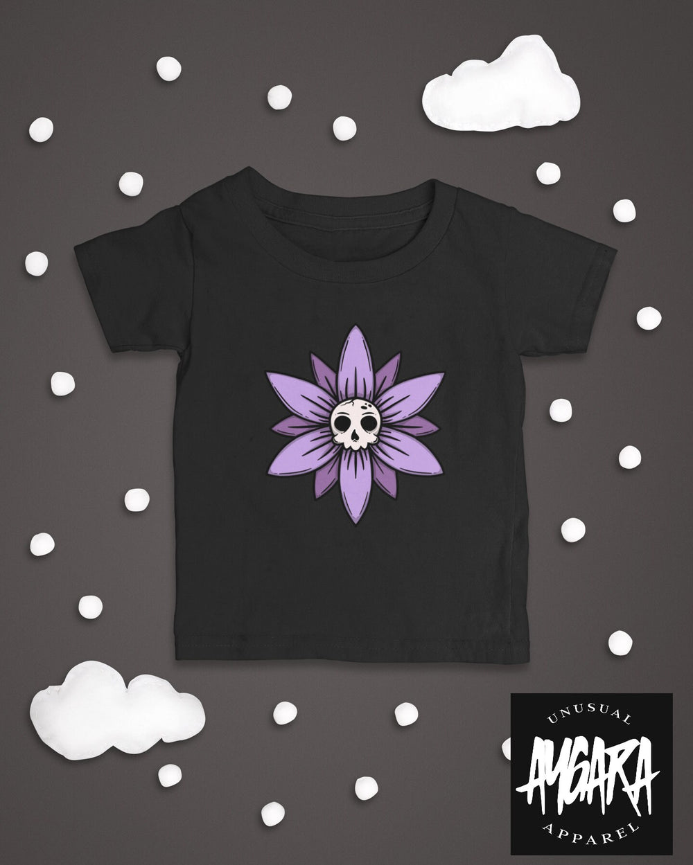 Baby-Youth Black 'Purple Skull Flower' Onesie/T-Shirt