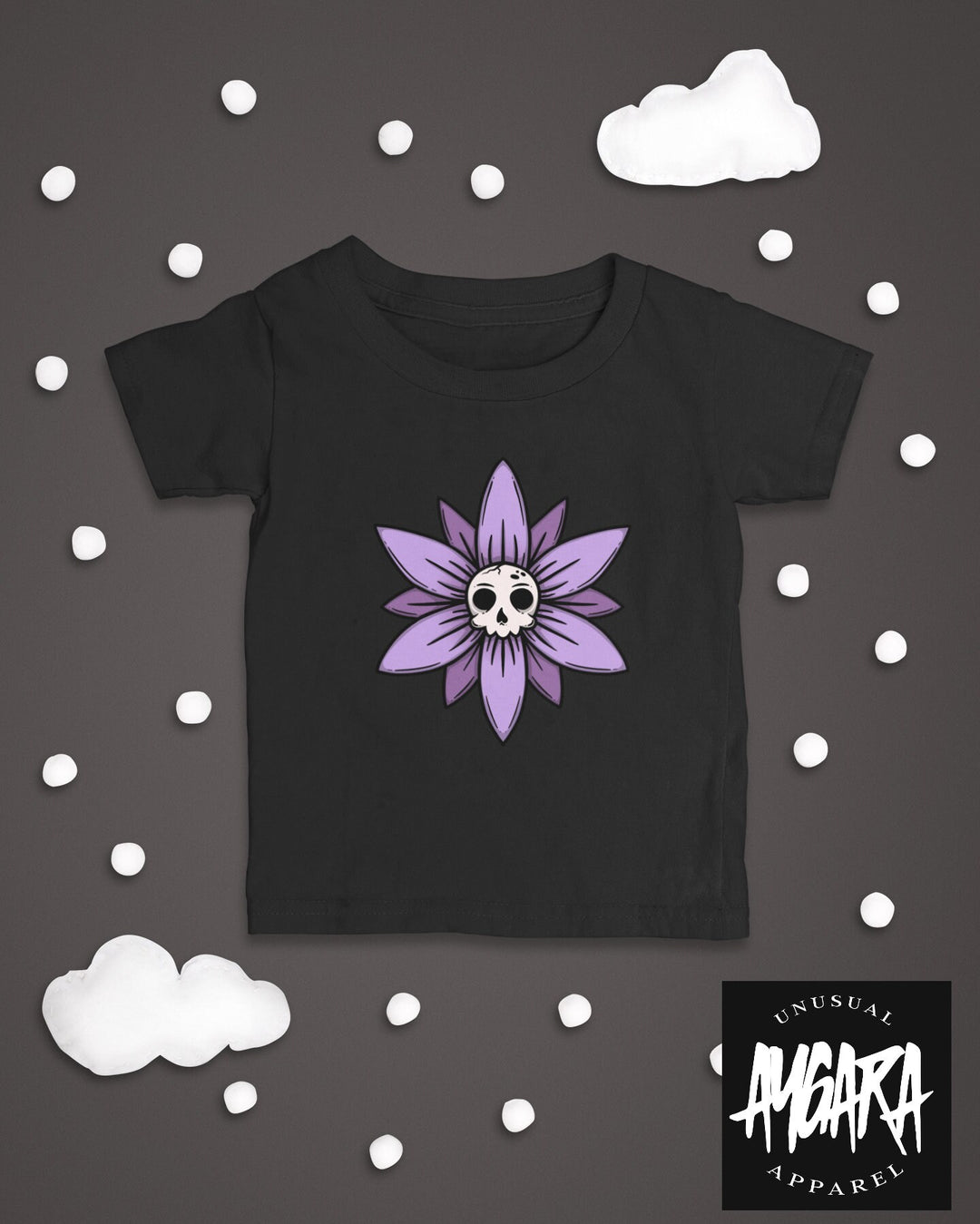 Baby-Youth Black 'Purple Skull Flower' Onesie/T-Shirt
