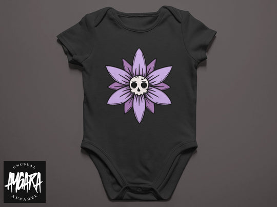 Baby-Youth Black 'Purple Skull Flower' Onesie/T-Shirt