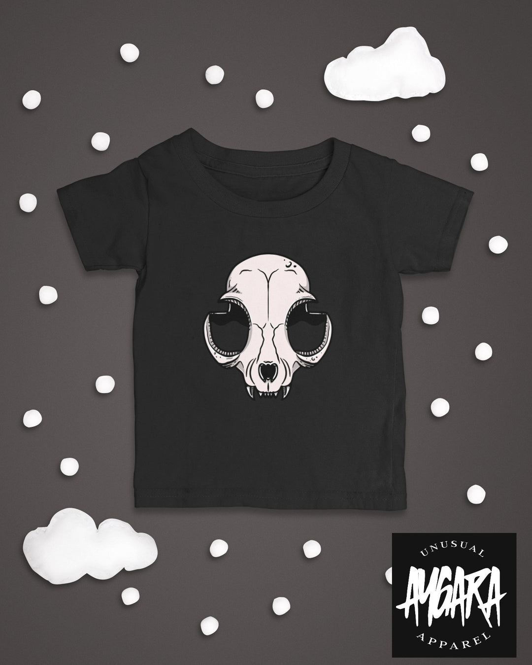 Baby-Youth Black 'Cat Skull' Onesie/T-Shirt
