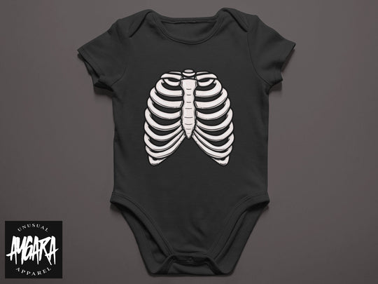Baby-Youth Black 'Rib Cage' Onesie/T-Shirt
