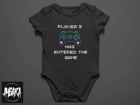 New Baby Announcement Video Game Black Onesie