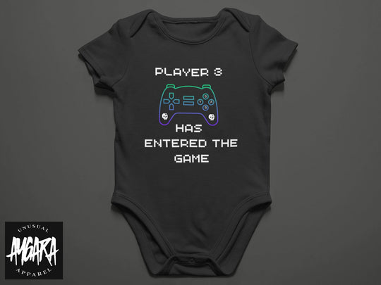 New Baby Announcement Video Game Black Onesie