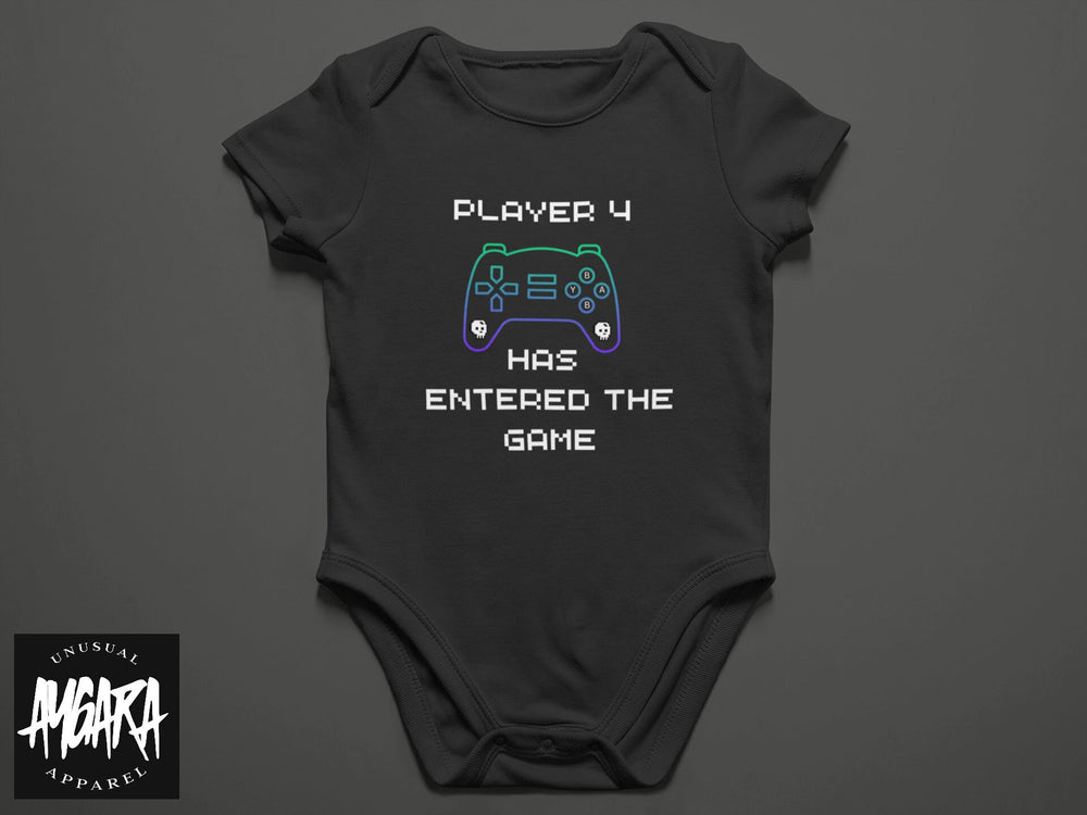 New Baby Announcement Video Game Black Onesie
