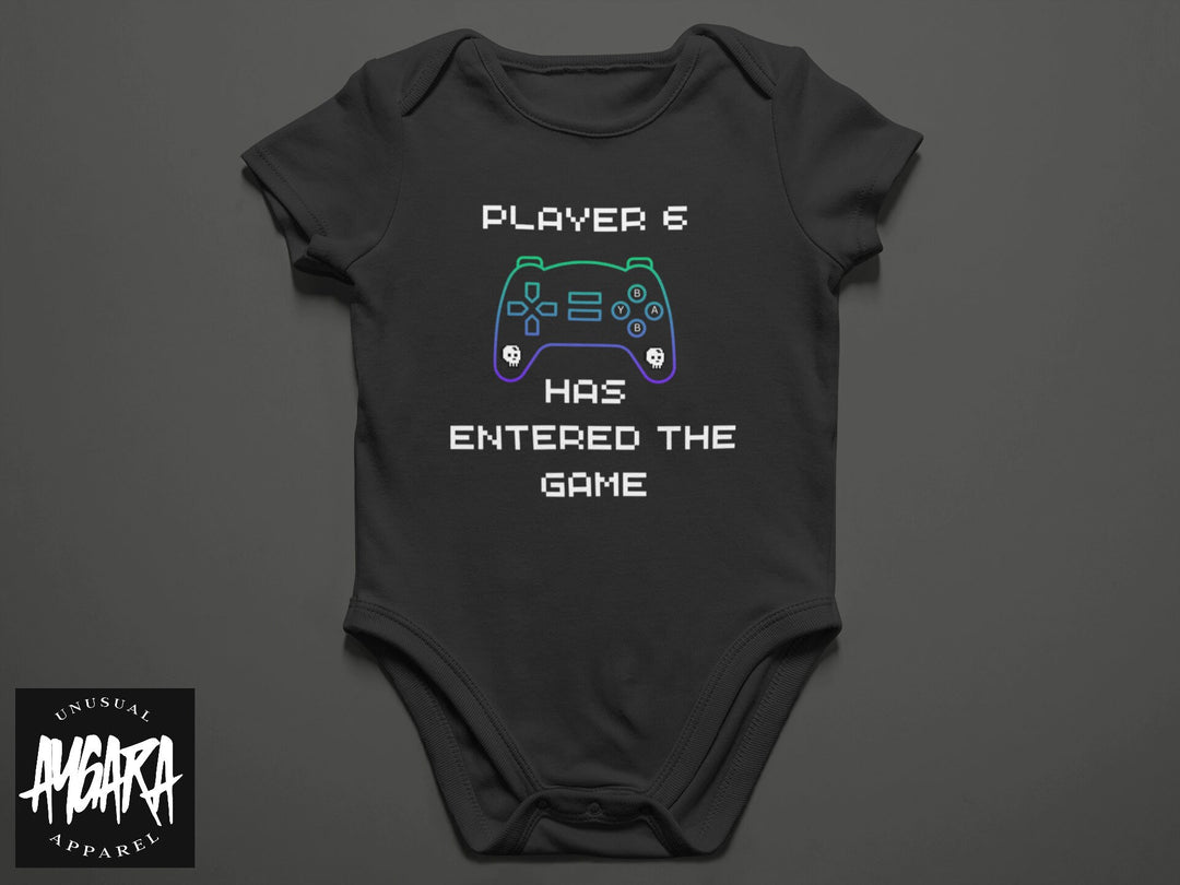 New Baby Announcement Video Game Black Onesie