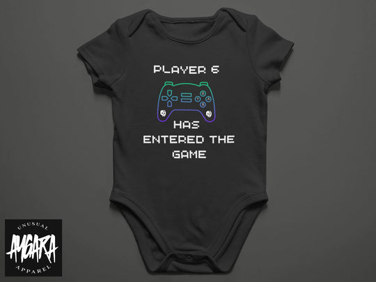 New Baby Announcement Video Game Black Onesie