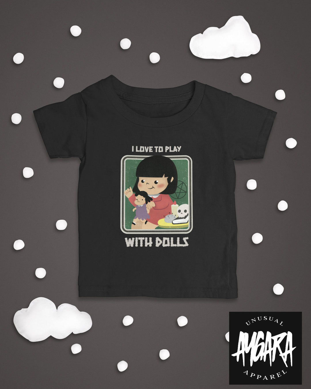 Baby-Youth "Love to Play With Dolls" Black Onesie/T-Shirt