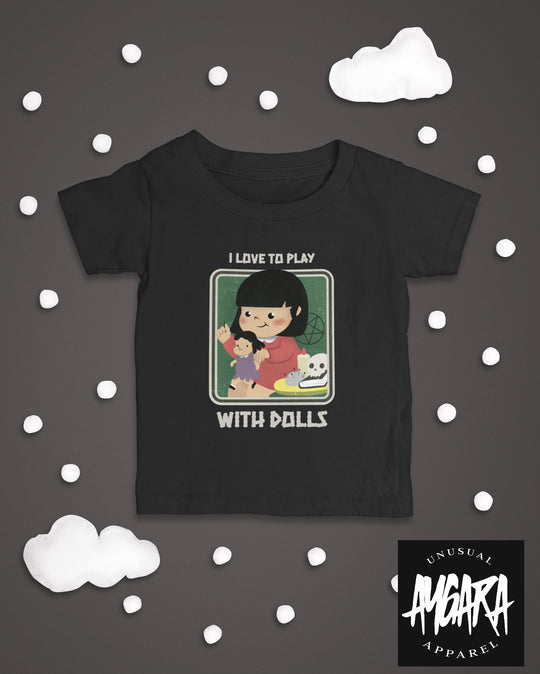 Baby-Youth "Love to Play With Dolls" Black Onesie/T-Shirt