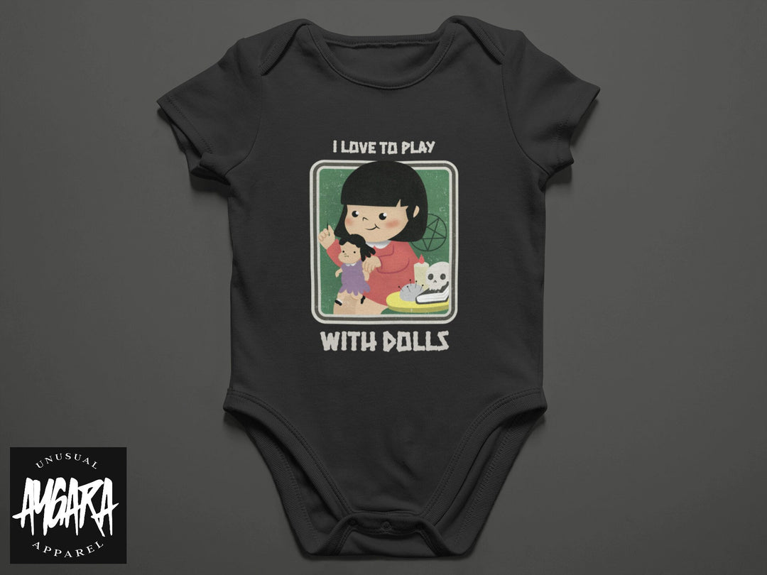 Baby-Youth "Love to Play With Dolls" Black Onesie/T-Shirt