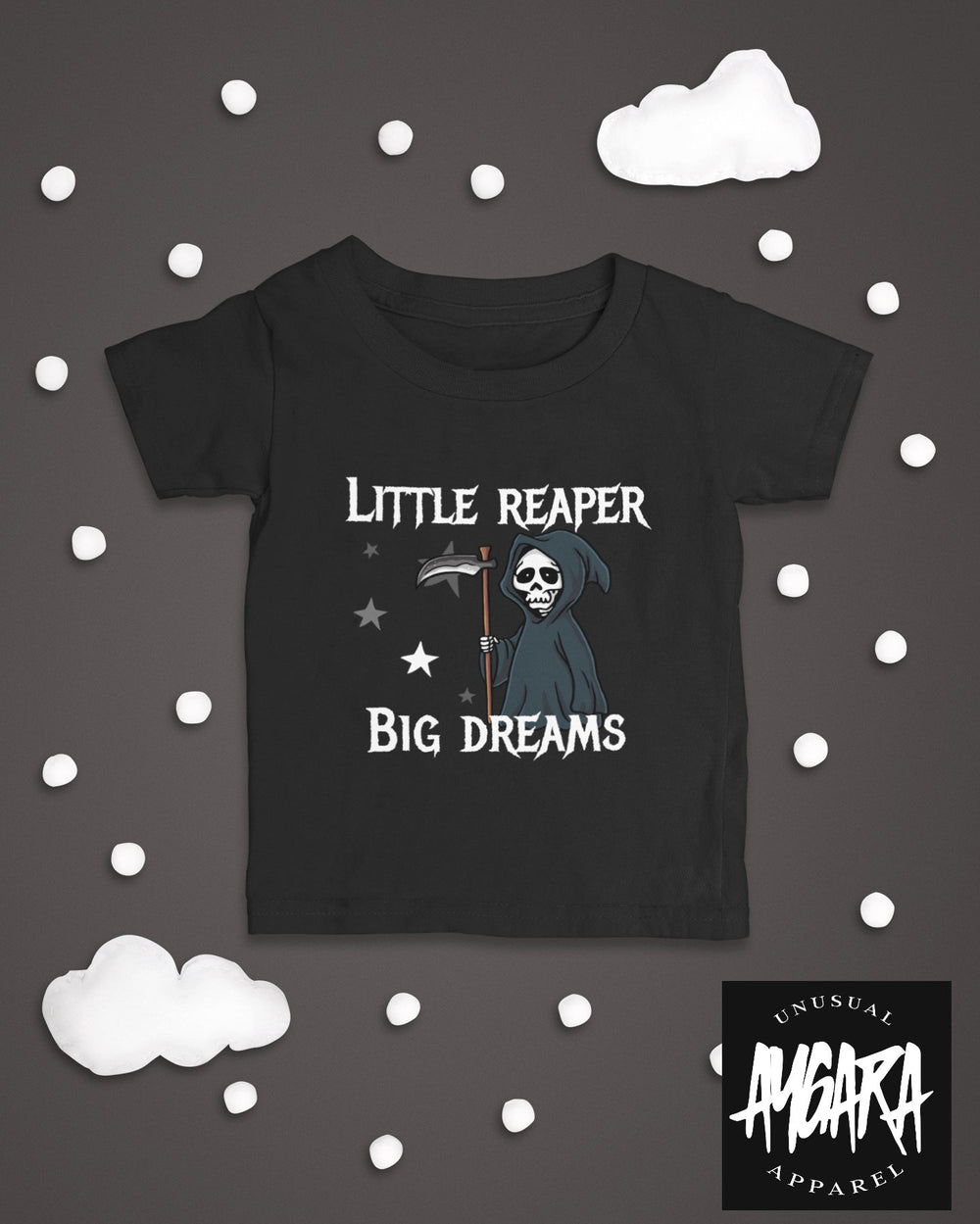 Baby-Youth "Little Reaper + Big Dreams" Black Onesie/T-Shirt