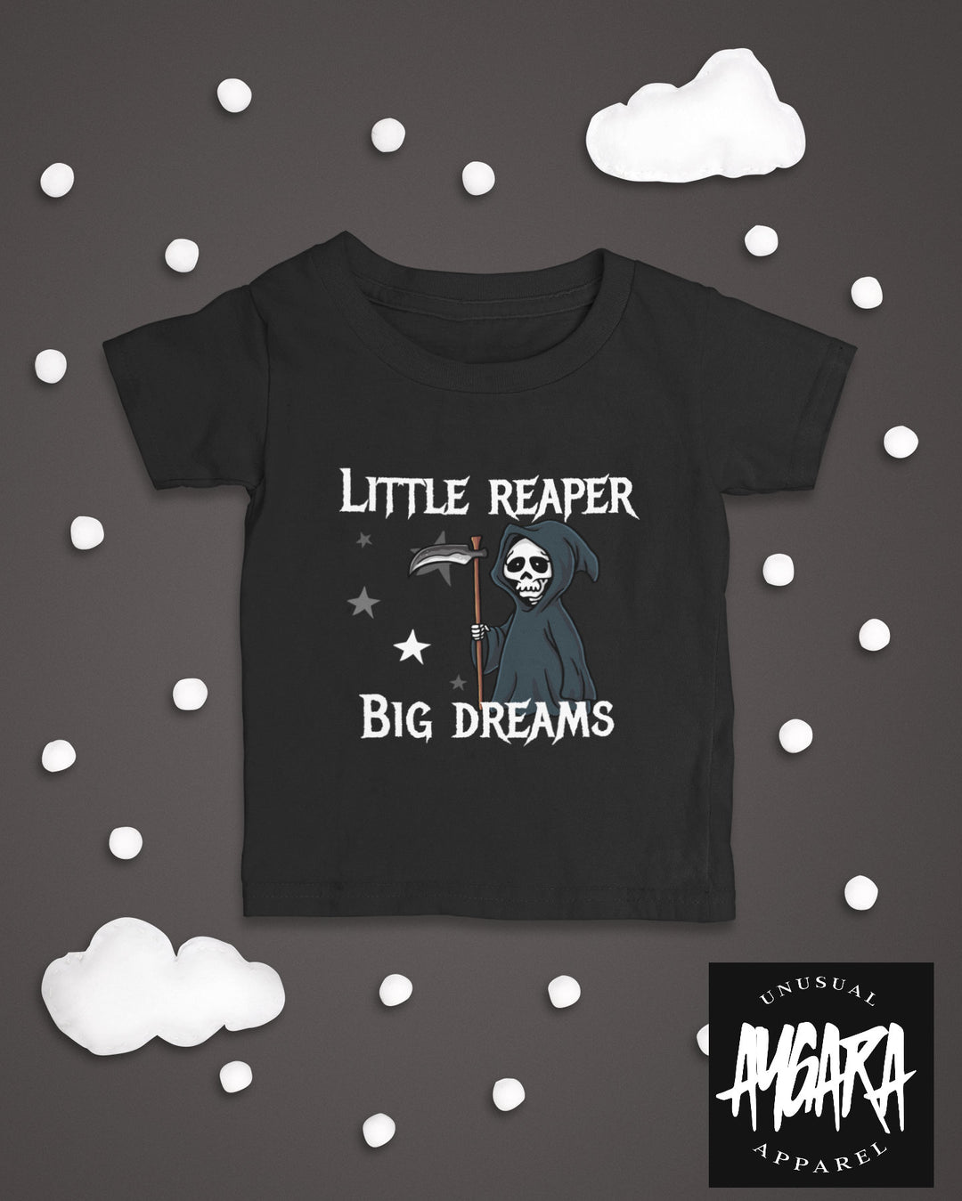 Baby-Youth "Little Reaper + Big Dreams" Black Onesie/T-Shirt